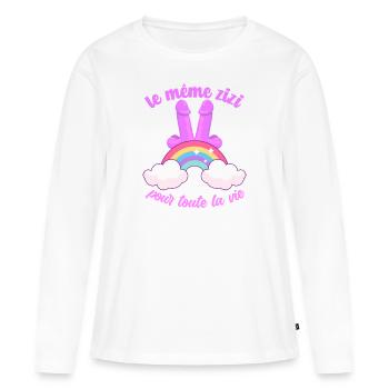 idée Cadeau EVJF Future Mariée Humour Zizi Bride - T-shirt manches longues Premium bio Femme - blanc - Devant - Julia (174cm)