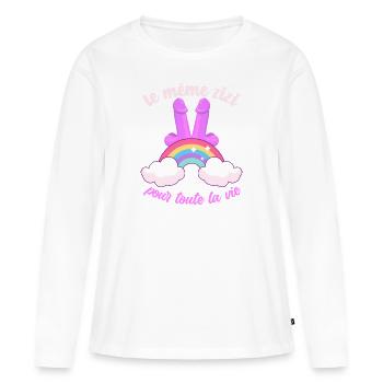 EVJF LE MÊME ZIZI Future Mariée Vie de Jeune Fille - T-shirt manches longues Premium bio Femme - blanc - Devant - Julia (174cm)