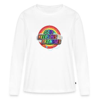 Dieu tient ses promesses 4 - T-shirt manches longues Premium bio Femme - blanc - Devant - Julia (174cm)