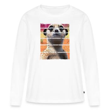 Meerkat Cute Mongoose Motif Retro Vintage - Women's Premium Organic Long Sleeve Shirt - white - Front - Julia (174cm)