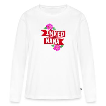 Inked Mama - Mère avec des tatouages - T-shirt manches longues Premium bio Femme - blanc - Devant - Julia (174cm)
