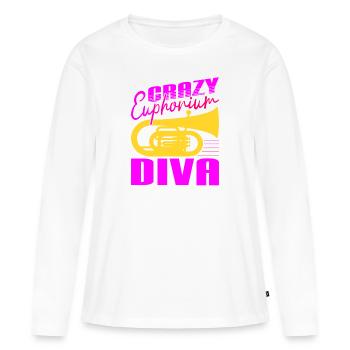 Crazy Euphorium Diva Baryton Cadeaux de joueur de baryton - T-shirt manches longues Premium bio Femme - blanc - Devant - Julia (174cm)