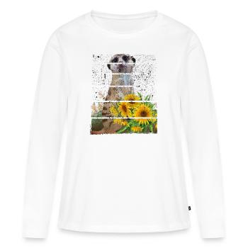 Meerkat Cute Mongoose Motif Retro Vintage - Women's Premium Organic Long Sleeve Shirt - white - Front - Julia (174cm)