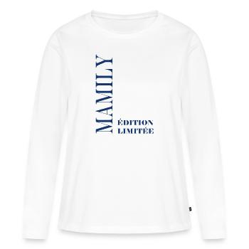 mamily - T-shirt manches longues Premium bio Femme - blanc - Devant - Julia (174cm)