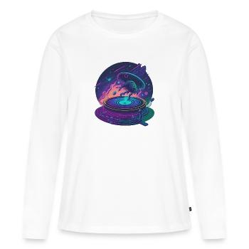 Tourne-disque galactique - T-shirt manches longues Premium bio Femme - blanc - Devant - Julia (174cm)