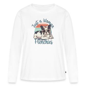 Bouledogue français juste une femme qui aime les Frenchies - T-shirt manches longues Premium bio Femme - blanc - Devant - Julia (174cm)