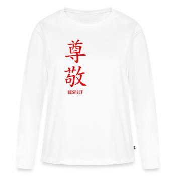 Respect en japonais - T-shirt manches longues Premium bio Femme - blanc - Devant - Julia (174cm)
