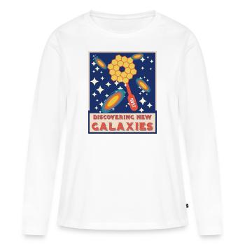 À la découverte de nouvelles galaxies - T-shirt manches longues Premium bio Femme - blanc - Devant - Julia (174cm)