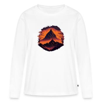 Montagnes Retro Pixel - T-shirt manches longues Premium bio Femme - blanc - Devant - Julia (174cm)
