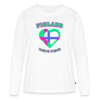 Finlande douze points - Suomi Kaksitoista Pistettä - T-shirt manches longues Premium bio Femme - blanc - Devant - Julia (174cm)