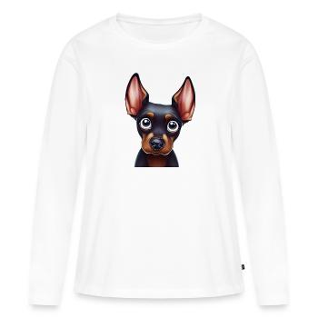 Verspielte Dobermann-Pinscher-Kunst - Frauen Premium Bio Langarmshirt - Weiß - Vorne - Julia (174cm)