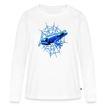 Grenouille à fléchettes empoisonnées avec toile d’araignée, grenouille bleue - T-shirt manches longues Premium bio Femme - blanc - Devant - Julia (174cm)
