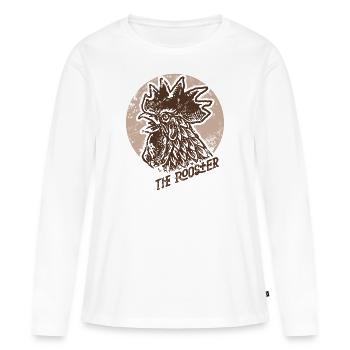 Ancien cachet du coq - T-shirt manches longues Premium bio Femme - blanc - Devant - Julia (174cm)