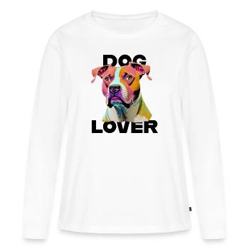 Amant des chiens American Stafford - T-shirt manches longues Premium bio Femme - blanc - Devant - Julia (174cm)