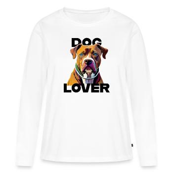 Amant des chiens American Stafford - T-shirt manches longues Premium bio Femme - blanc - Devant - Julia (174cm)