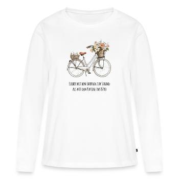 Fahrrad Strand - Frauen Premium Bio Langarmshirt - Weiß - Vorne - Julia (174cm)