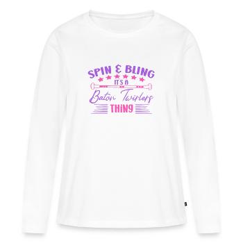 Baton Twirling Spin & Bling A Baton Twirling Thing - T-shirt manches longues Premium bio Femme - blanc - Devant - Julia (174cm)