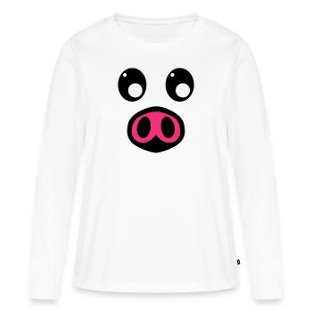 Déguisement de cochon - T-shirt manches longues Premium bio Femme - blanc - Devant - Julia (174cm)