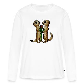 Pixel motif, cute meerkats in love - Women's Premium Organic Long Sleeve Shirt - white - Front - Julia (174cm)