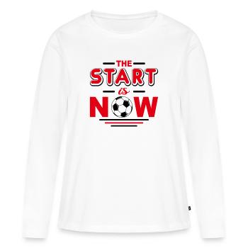 Début du soccer - T-shirt manches longues Premium bio Femme - blanc - Devant - Julia (174cm)
