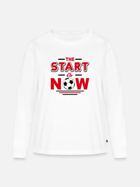 Soccer start - Frauen Premium Bio Langarmshirt - Weiß