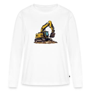 Realistischer Comic Bagger - Frauen Premium Bio Langarmshirt - Weiß - Vorne - Julia (174cm)