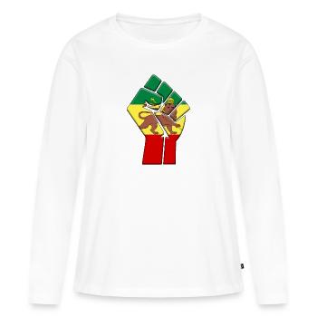 Drapeau rastafari - T-shirt manches longues Premium bio Femme - blanc - Devant - Julia (174cm)