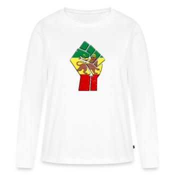 Drapeau rastafari - T-shirt manches longues Premium bio Femme - blanc - Devant - Julia (174cm)