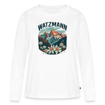 Fleurs alpines, Berg, Watzmann, Bavière, Berchtesgaden - T-shirt manches longues Premium bio Femme - blanc - Devant - Julia (174cm)