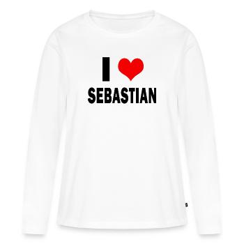 Mignon J’aime Coeur Sebastian Parents Femme Mari - T-shirt manches longues Premium bio Femme - blanc - Devant - Julia (174cm)