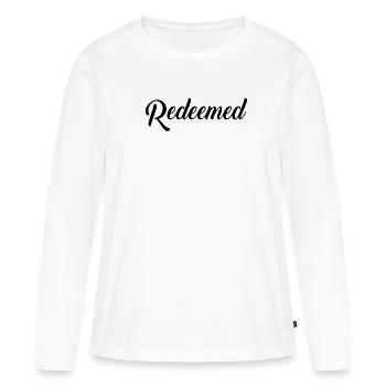 Chrétien réformé citation salut Bible racheté - T-shirt manches longues Premium bio Femme - blanc - Devant - Julia (174cm)