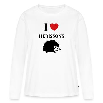Hérisson - T-shirt manches longues Premium bio Femme - blanc - Devant - Julia (174cm)