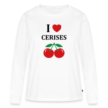 cerises - T-shirt manches longues Premium bio Femme - blanc - Devant - Julia (174cm)