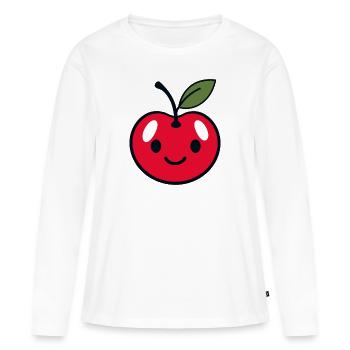 Kirschen - Frauen Premium Bio Langarmshirt - Weiß - Vorne - Julia (174cm)
