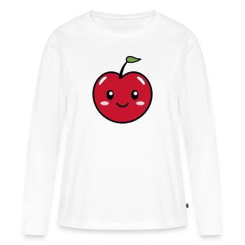 Kirschen - Frauen Premium Bio Langarmshirt - Weiß - Vorne - Julia (174cm)
