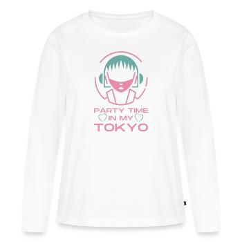 Partyzeit in meinem Tokio - Frauen Premium Bio Langarmshirt - Weiß - Vorne - Julia (174cm)