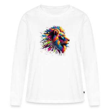 Lion Animal Print Art Animal amant Multi couleur Lion - T-shirt manches longues Premium bio Femme - blanc - Devant - Julia (174cm)