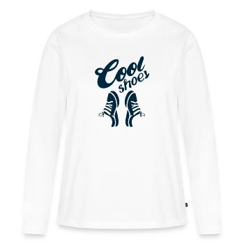 CHAUSSURES COOL - T-shirt manches longues Premium bio Femme - blanc - Devant - Julia (174cm)