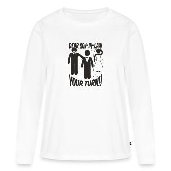 Croquis d’humour nuptial - T-shirt manches longues Premium bio Femme - blanc - Devant - Julia (174cm)