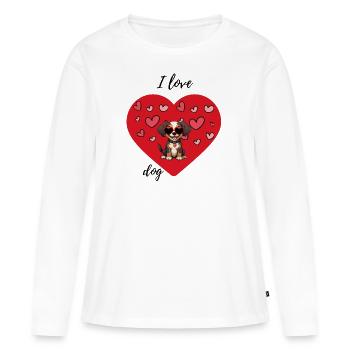 Hund zum Valentinstag - Frauen Premium Bio Langarmshirt - Weiß - Vorne - Julia (174cm)