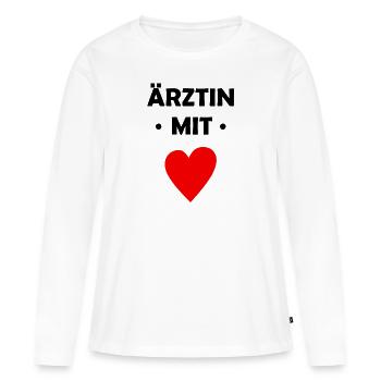 Ärztin mit Herz - Doktor - Medizinerin Krankenhaus - Frauen Premium Bio Langarmshirt - Weiß - Vorne - Julia (174cm)