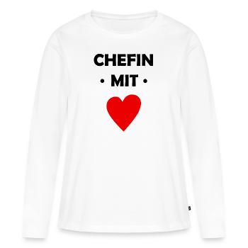 Chefin mit Herz - Frauen Premium Bio Langarmshirt - Weiß - Vorne - Julia (174cm)