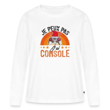 Je peux pas j ai console - T-shirt manches longues Premium bio Femme - blanc - Devant - Julia (174cm)