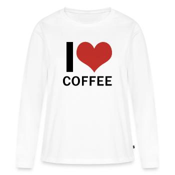 J’aime le café - T-shirt manches longues Premium bio Femme - blanc - Devant - Julia (174cm)