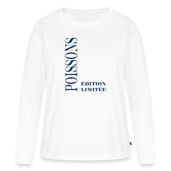 poissons - T-shirt manches longues Premium bio Femme - blanc - Devant - Julia (174cm)