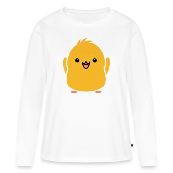 poussin - T-shirt manches longues Premium bio Femme - blanc - Devant - Julia (174cm)