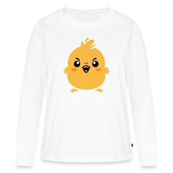 poussin - T-shirt manches longues Premium bio Femme - blanc - Devant - Julia (174cm)