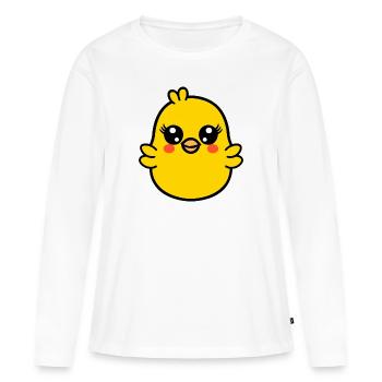 poussin - T-shirt manches longues Premium bio Femme - blanc - Devant - Julia (174cm)