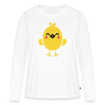 poussin - T-shirt manches longues Premium bio Femme - blanc - Devant - Julia (174cm)