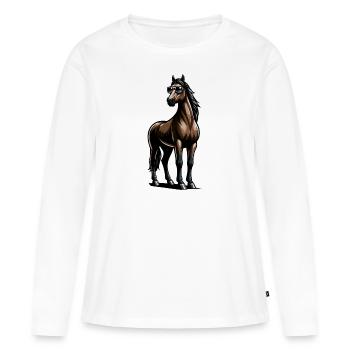 Pferd mit Sonnenbrille in Comicstyle - Frauen Premium Bio Langarmshirt - Weiß - Vorne - Julia (174cm)